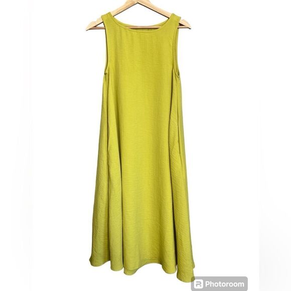 Oak + Fort yellow green sleeveless midi dress size xs Minimalist modern chic - Picture 1 of 7